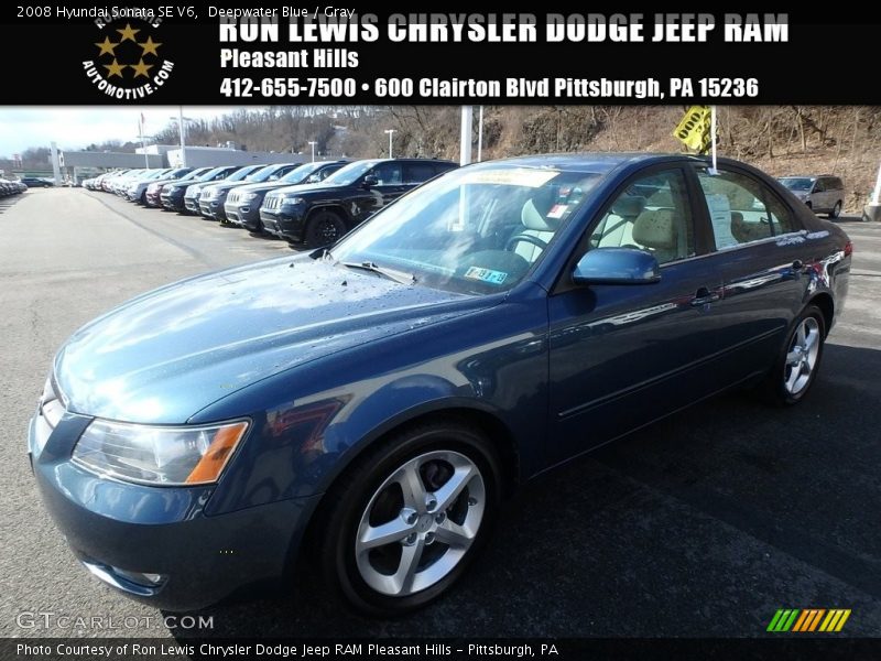 Deepwater Blue / Gray 2008 Hyundai Sonata SE V6
