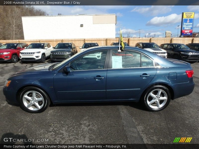 Deepwater Blue / Gray 2008 Hyundai Sonata SE V6