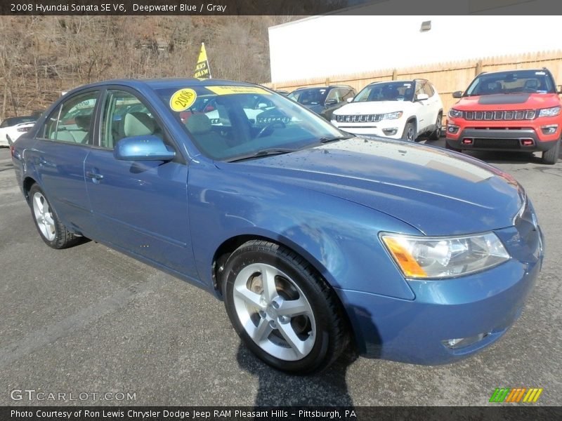 Deepwater Blue / Gray 2008 Hyundai Sonata SE V6