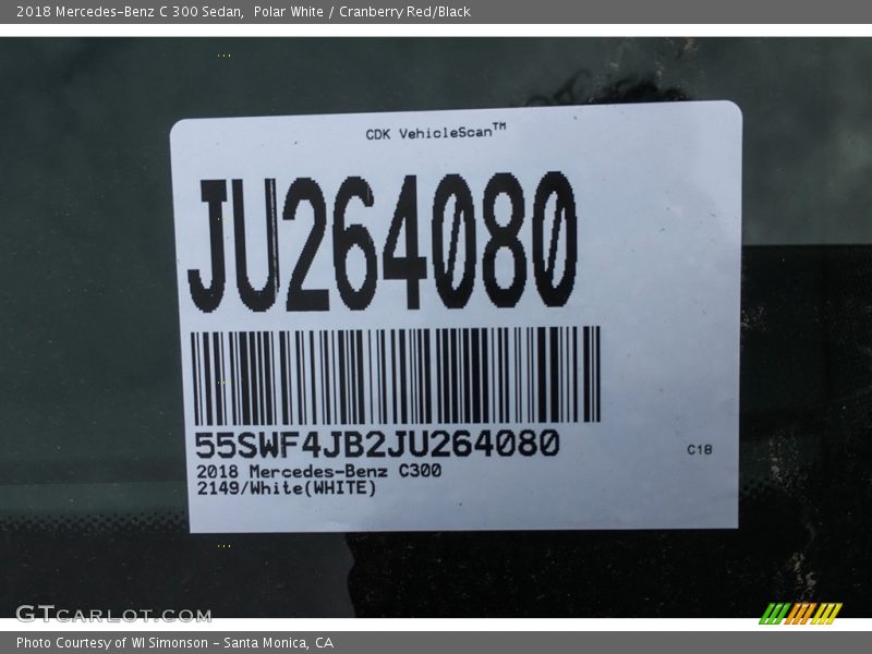 Polar White / Cranberry Red/Black 2018 Mercedes-Benz C 300 Sedan