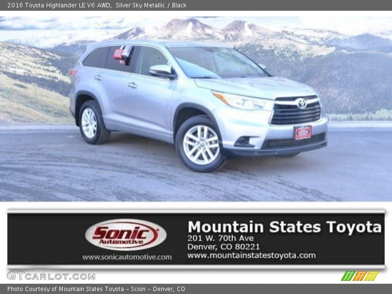 Silver Sky Metallic / Black 2016 Toyota Highlander LE V6 AWD