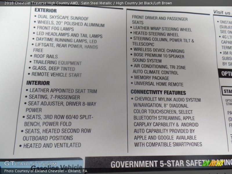 Satin Steel Metallic / High Country Jet Black/Loft Brown 2018 Chevrolet Traverse High Country AWD