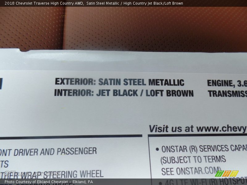 Satin Steel Metallic / High Country Jet Black/Loft Brown 2018 Chevrolet Traverse High Country AWD