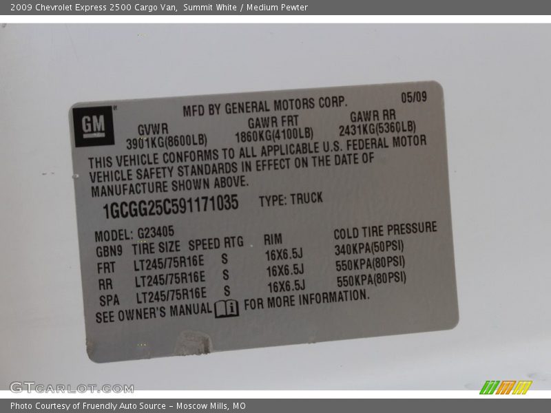 Summit White / Medium Pewter 2009 Chevrolet Express 2500 Cargo Van