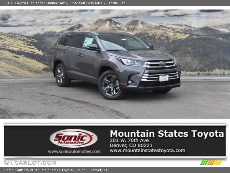 Predawn Gray Mica / Saddle Tan 2018 Toyota Highlander Limited AWD