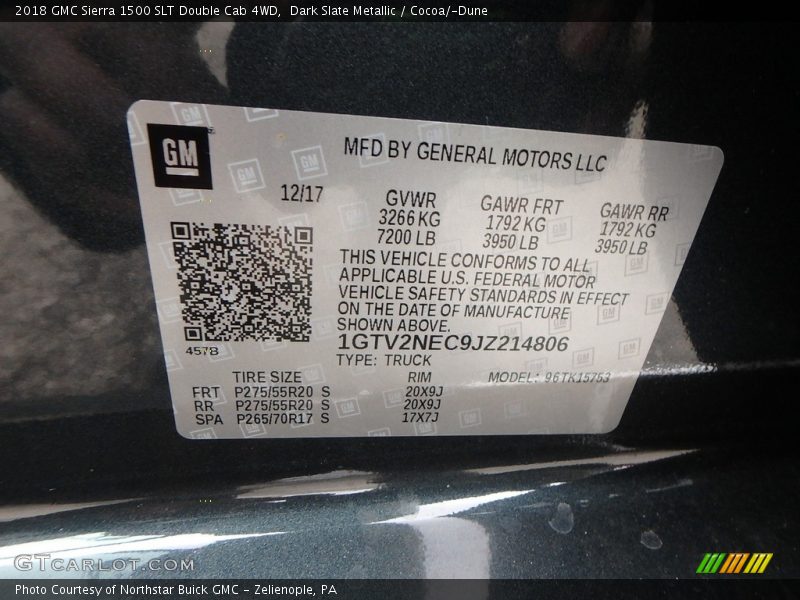 Dark Slate Metallic / Cocoa/­Dune 2018 GMC Sierra 1500 SLT Double Cab 4WD