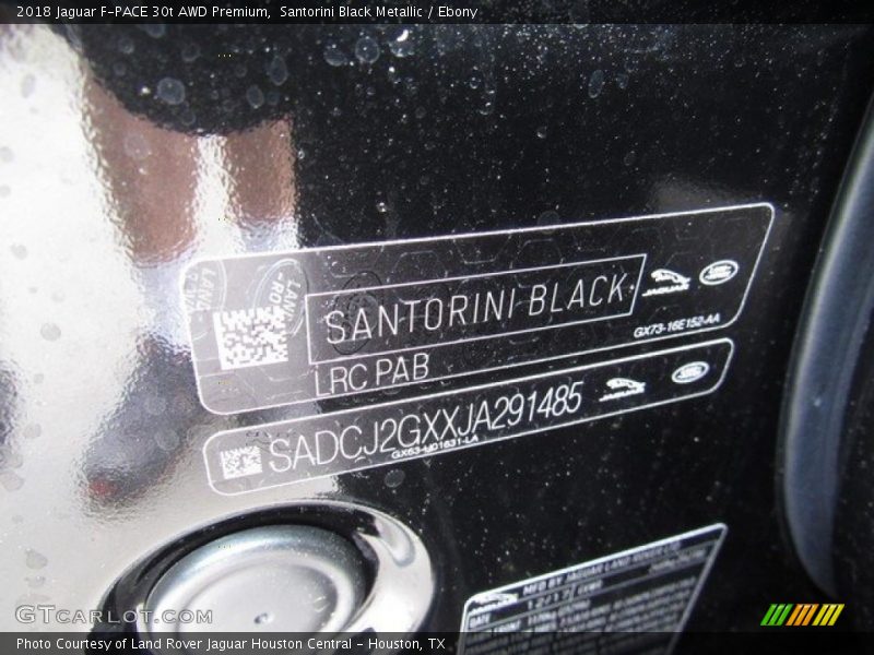 Santorini Black Metallic / Ebony 2018 Jaguar F-PACE 30t AWD Premium