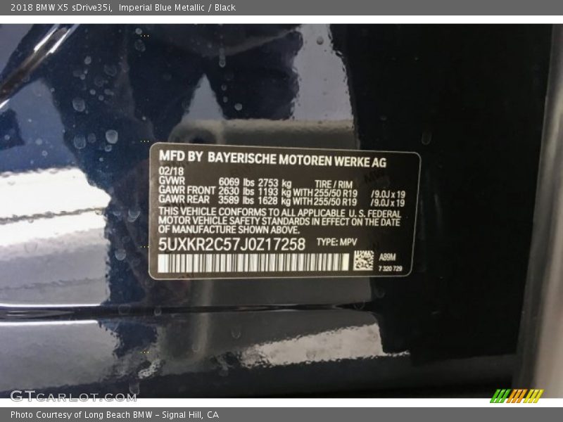 Imperial Blue Metallic / Black 2018 BMW X5 sDrive35i