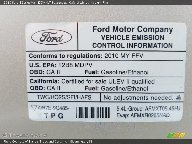 Oxford White / Medium Flint 2010 Ford E Series Van E350 XLT Passenger