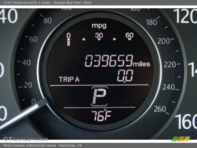 Obsidian Blue Pearl / Black 2015 Honda Accord EX-L Sedan