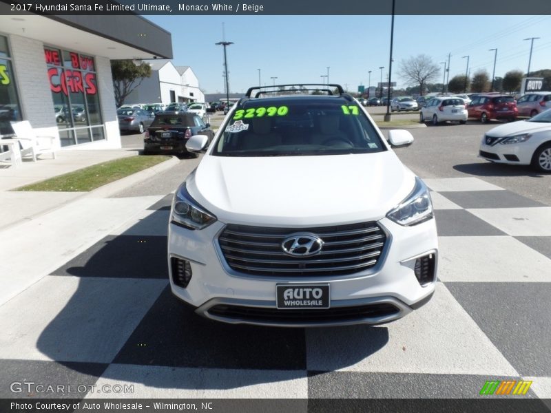 Monaco White / Beige 2017 Hyundai Santa Fe Limited Ultimate