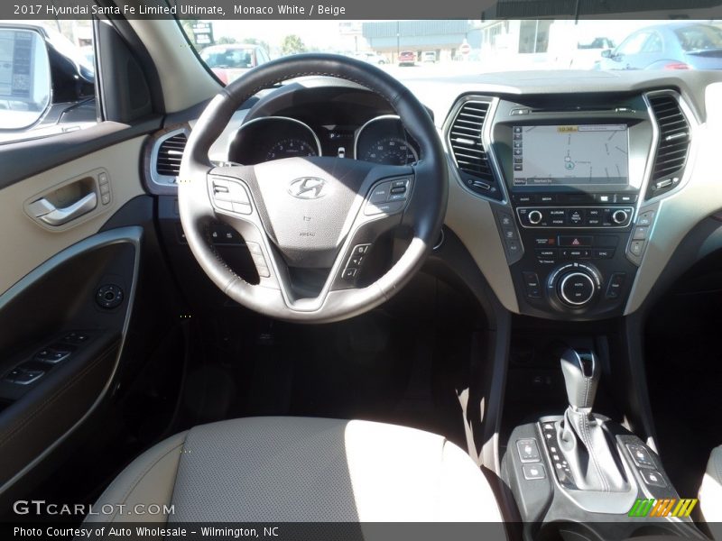 Monaco White / Beige 2017 Hyundai Santa Fe Limited Ultimate