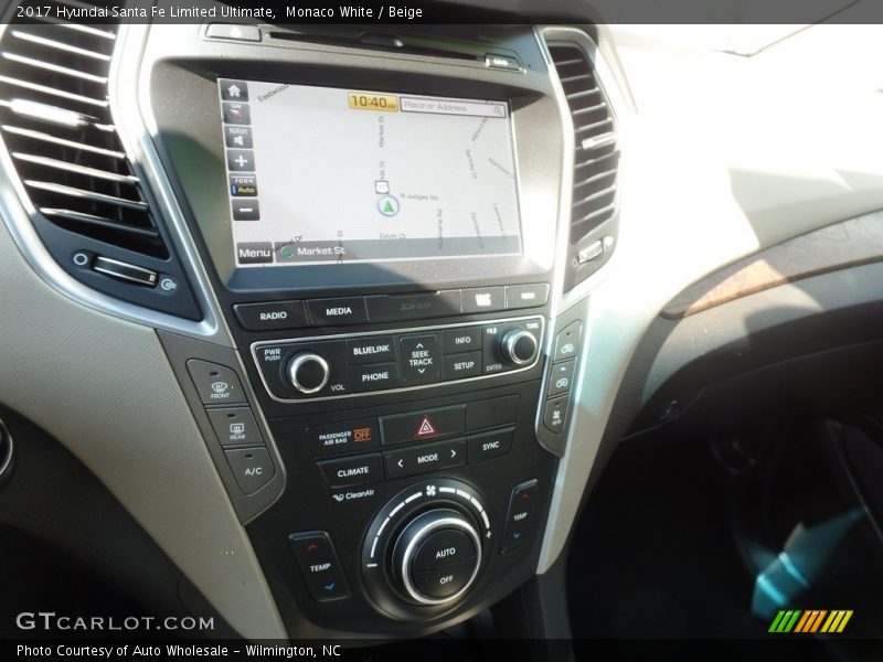 Monaco White / Beige 2017 Hyundai Santa Fe Limited Ultimate
