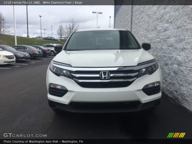 White Diamond Pearl / Beige 2018 Honda Pilot LX AWD