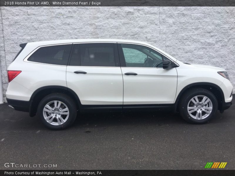 White Diamond Pearl / Beige 2018 Honda Pilot LX AWD