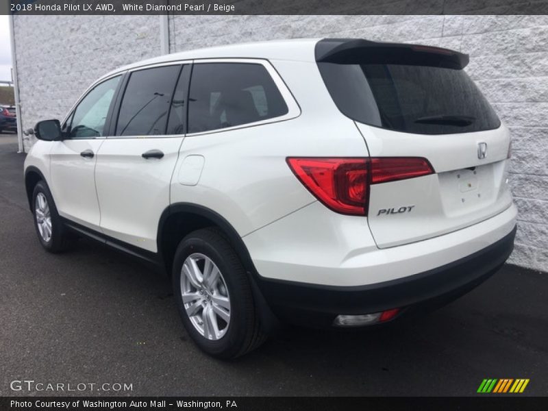 White Diamond Pearl / Beige 2018 Honda Pilot LX AWD