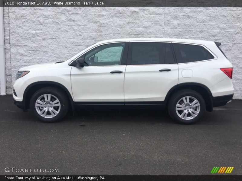 White Diamond Pearl / Beige 2018 Honda Pilot LX AWD