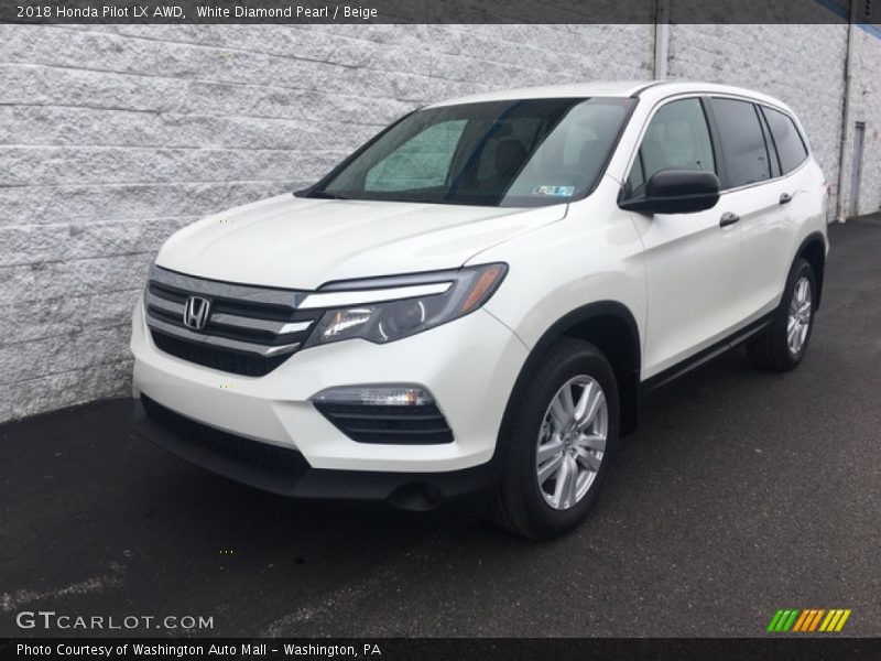 White Diamond Pearl / Beige 2018 Honda Pilot LX AWD