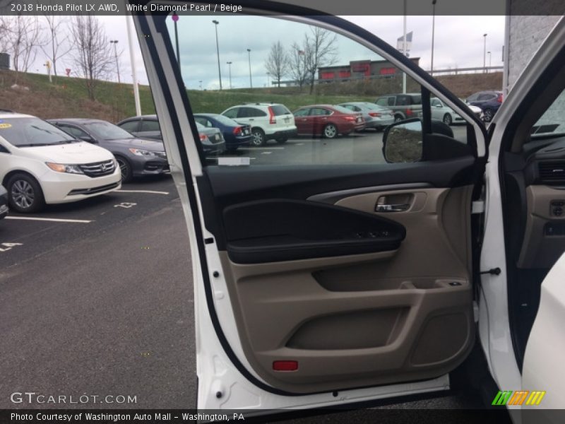 White Diamond Pearl / Beige 2018 Honda Pilot LX AWD