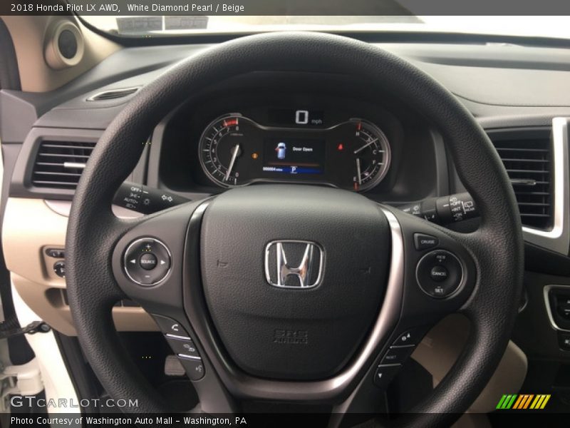 White Diamond Pearl / Beige 2018 Honda Pilot LX AWD