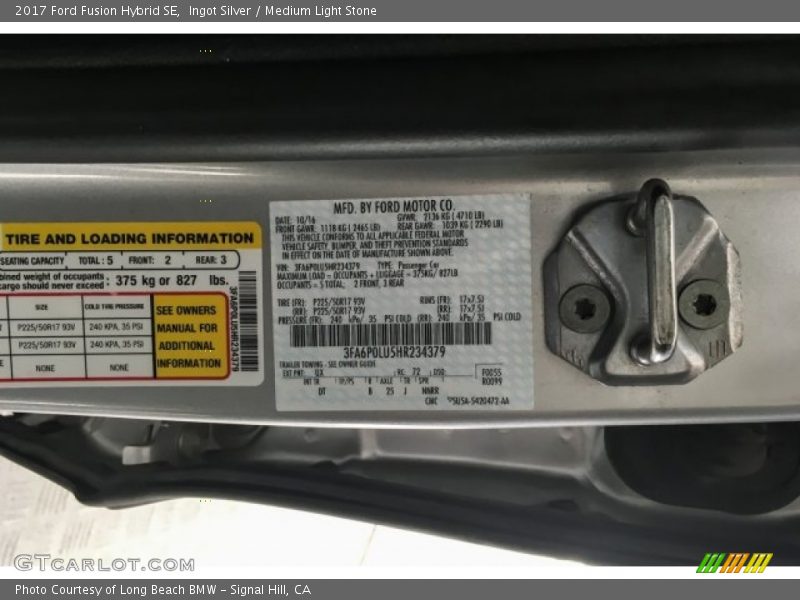 Ingot Silver / Medium Light Stone 2017 Ford Fusion Hybrid SE