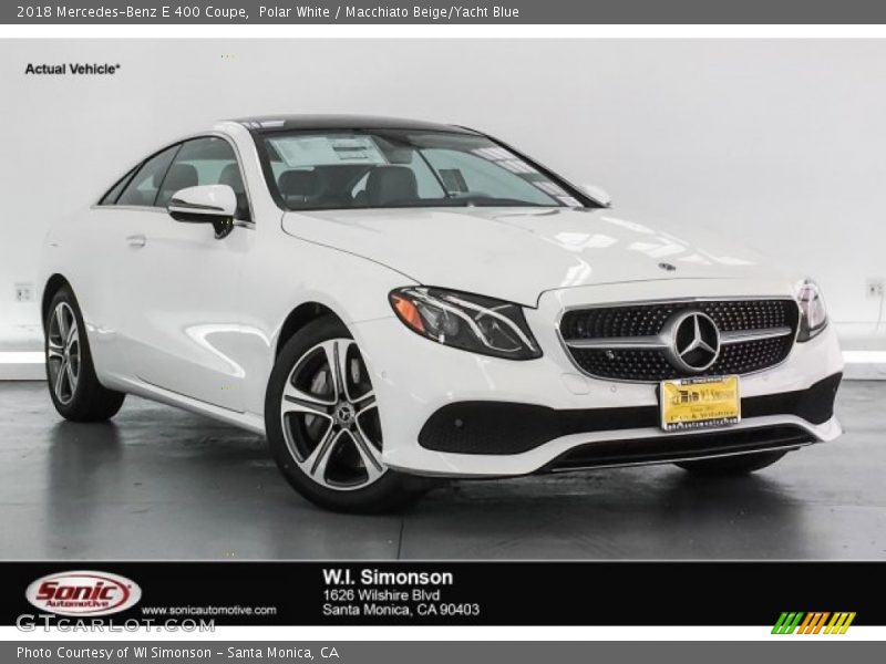 Polar White / Macchiato Beige/Yacht Blue 2018 Mercedes-Benz E 400 Coupe