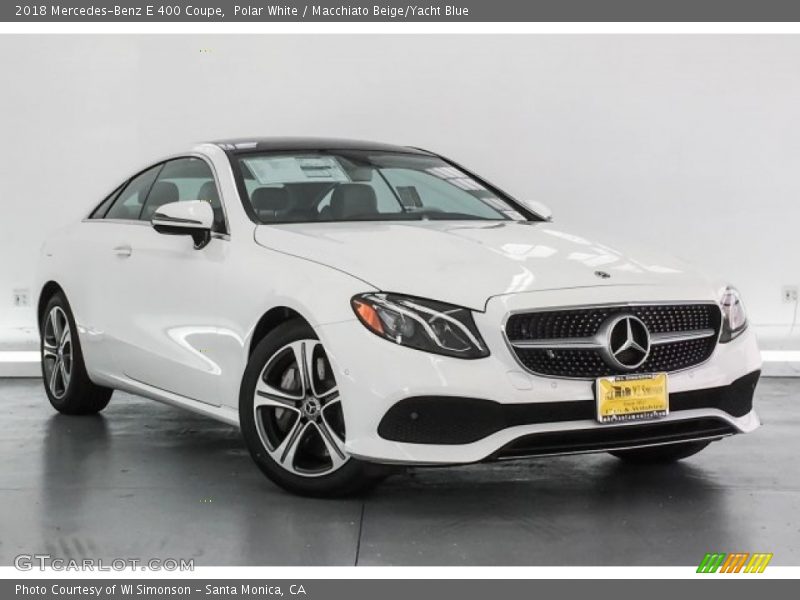 Polar White / Macchiato Beige/Yacht Blue 2018 Mercedes-Benz E 400 Coupe