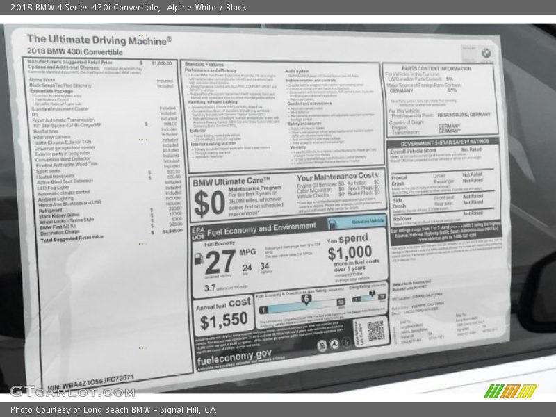 Alpine White / Black 2018 BMW 4 Series 430i Convertible