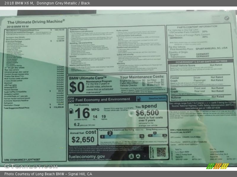 Donington Grey Metallic / Black 2018 BMW X6 M