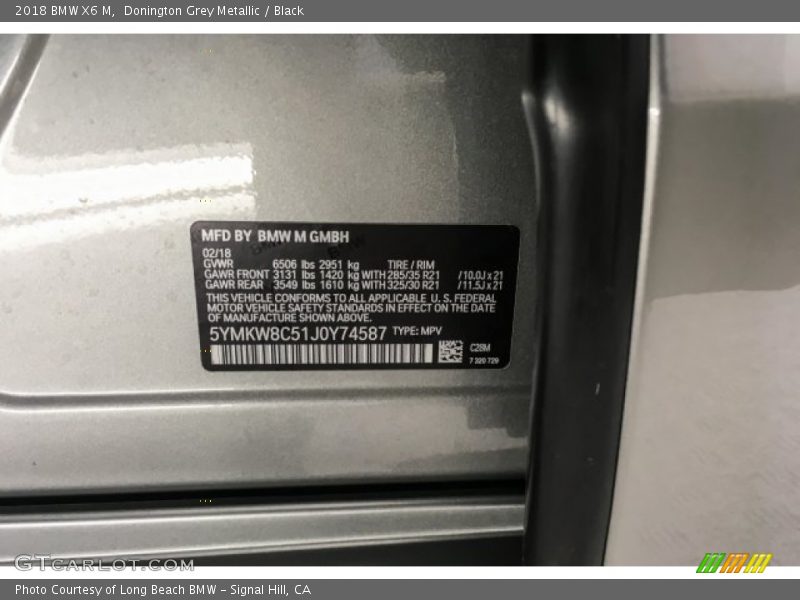 2018 X6 M  Donington Grey Metallic Color Code C28