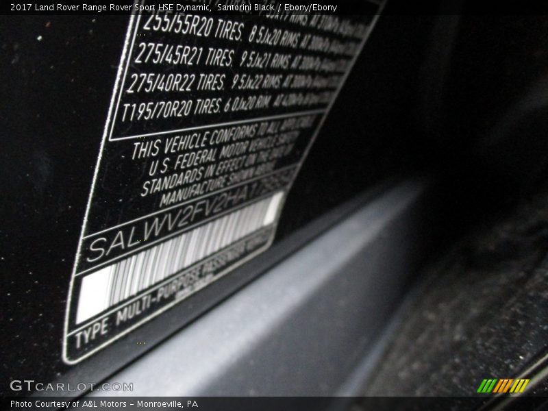 Santorini Black / Ebony/Ebony 2017 Land Rover Range Rover Sport HSE Dynamic
