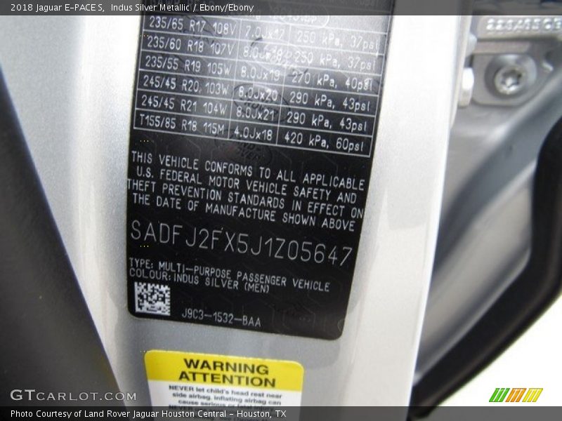 2018 E-PACE S Indus Silver Metallic Color Code MEN