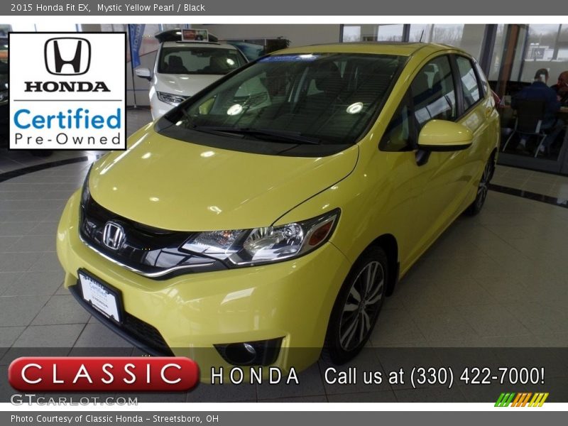 Mystic Yellow Pearl / Black 2015 Honda Fit EX