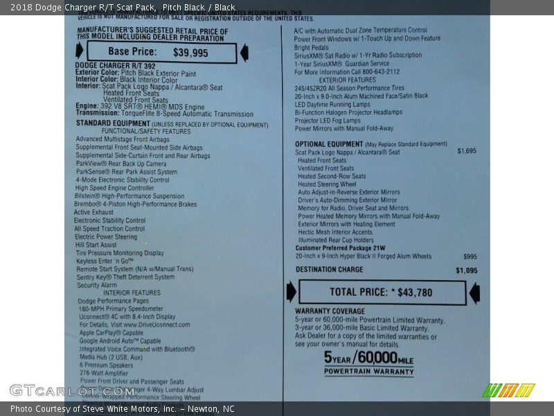 Pitch Black / Black 2018 Dodge Charger R/T Scat Pack