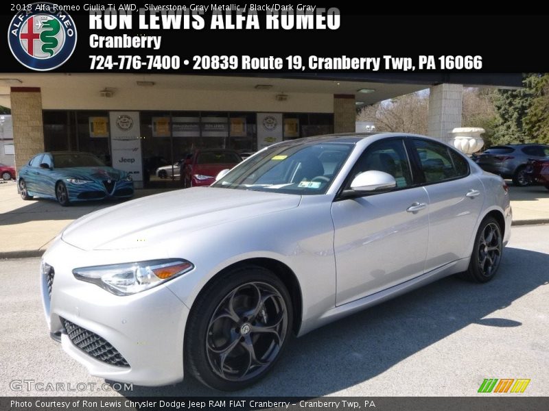 Silverstone Gray Metallic / Black/Dark Gray 2018 Alfa Romeo Giulia Ti AWD