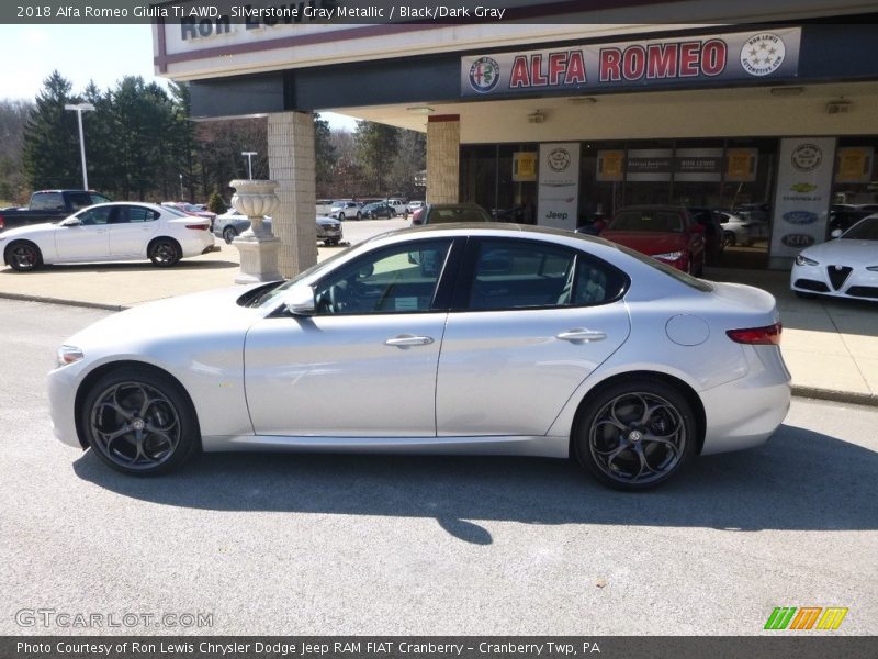 Silverstone Gray Metallic / Black/Dark Gray 2018 Alfa Romeo Giulia Ti AWD