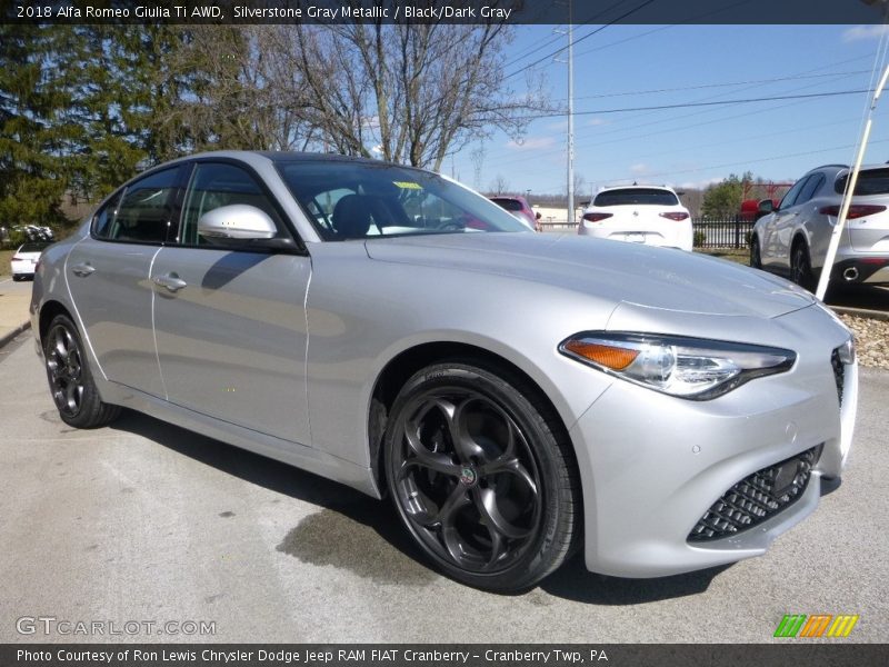 Silverstone Gray Metallic / Black/Dark Gray 2018 Alfa Romeo Giulia Ti AWD
