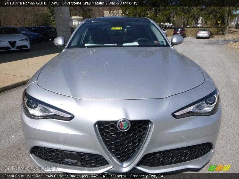 Silverstone Gray Metallic / Black/Dark Gray 2018 Alfa Romeo Giulia Ti AWD