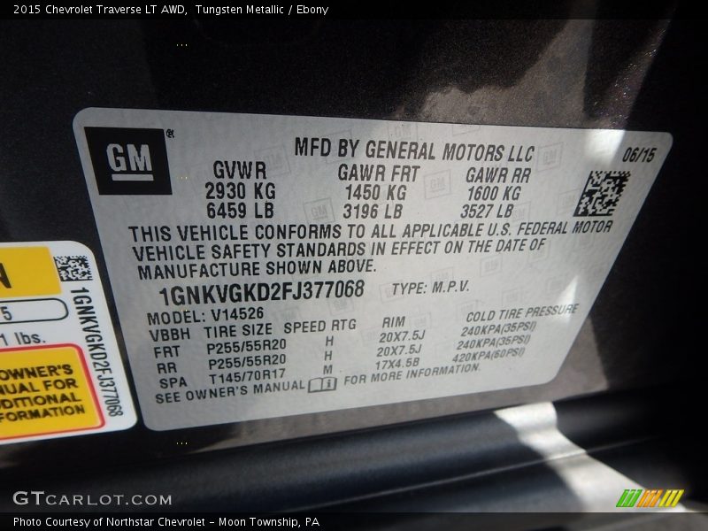 Tungsten Metallic / Ebony 2015 Chevrolet Traverse LT AWD