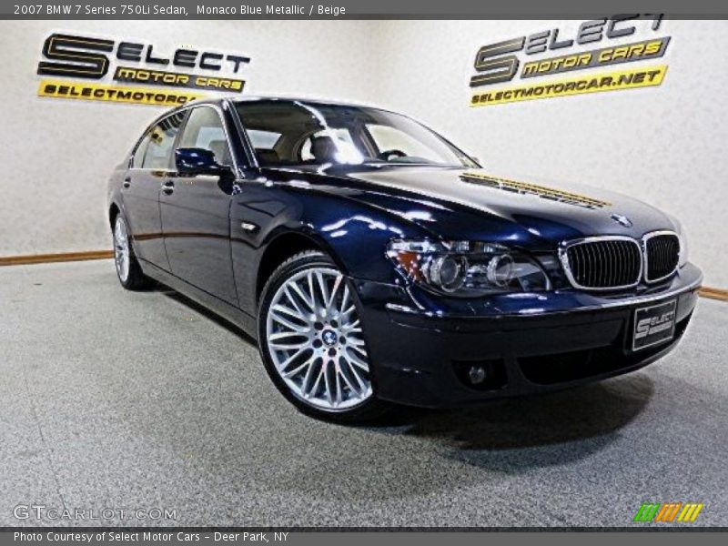 Monaco Blue Metallic / Beige 2007 BMW 7 Series 750Li Sedan