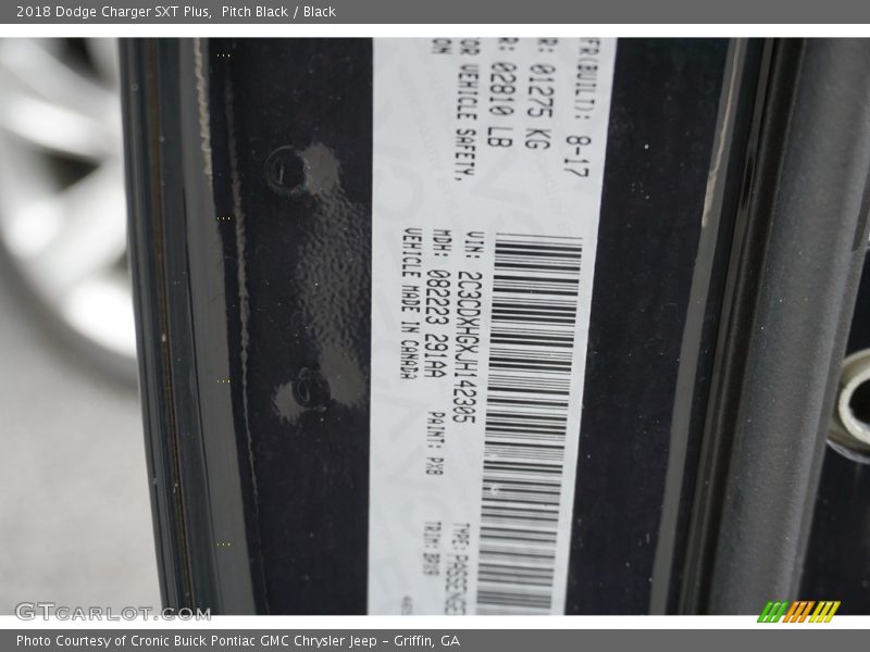 Pitch Black / Black 2018 Dodge Charger SXT Plus