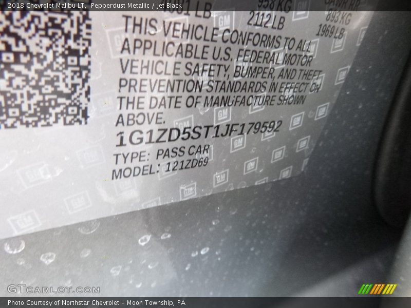 Pepperdust Metallic / Jet Black 2018 Chevrolet Malibu LT