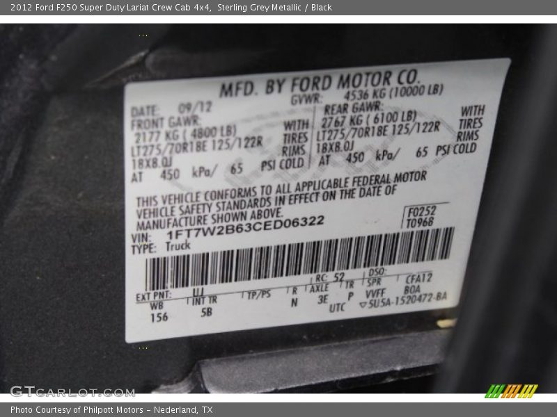 Sterling Grey Metallic / Black 2012 Ford F250 Super Duty Lariat Crew Cab 4x4