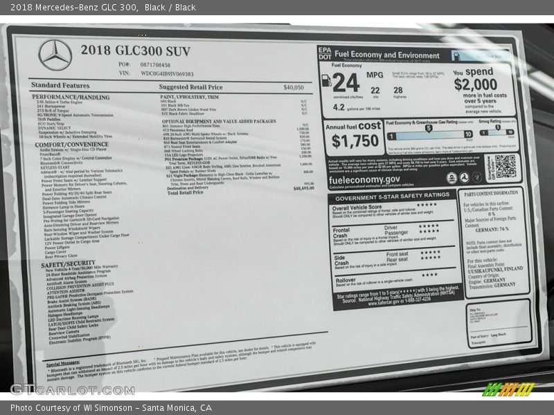 Black / Black 2018 Mercedes-Benz GLC 300