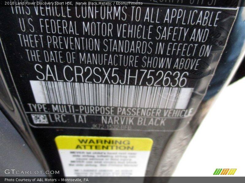Narvik Black Metallic / Ebony/Pimento 2018 Land Rover Discovery Sport HSE