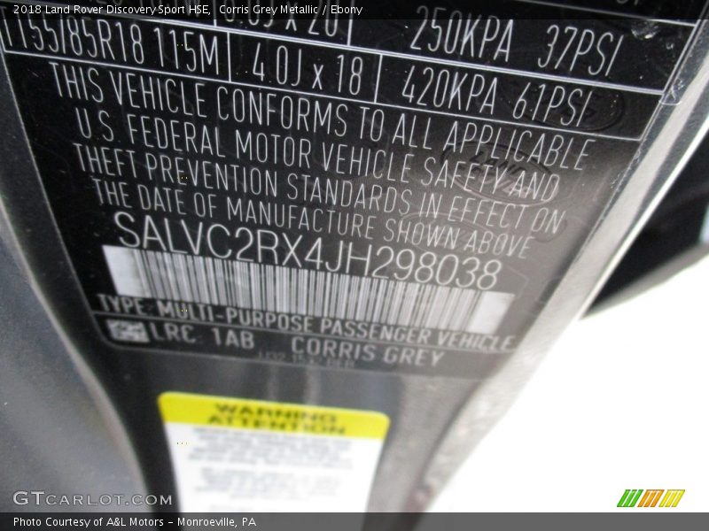 2018 Discovery Sport HSE Corris Grey Metallic Color Code 1AB