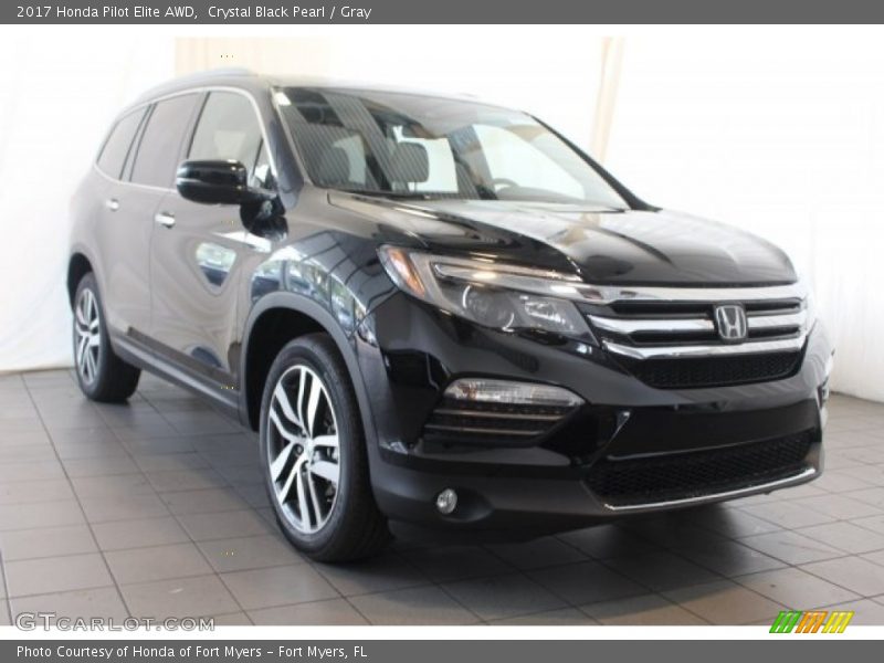 Crystal Black Pearl / Gray 2017 Honda Pilot Elite AWD