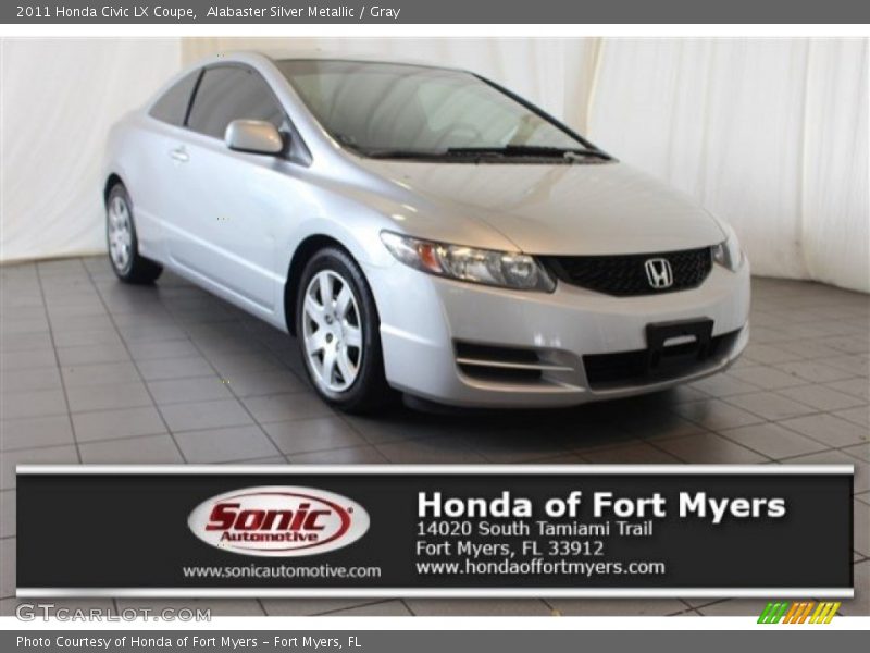 Alabaster Silver Metallic / Gray 2011 Honda Civic LX Coupe