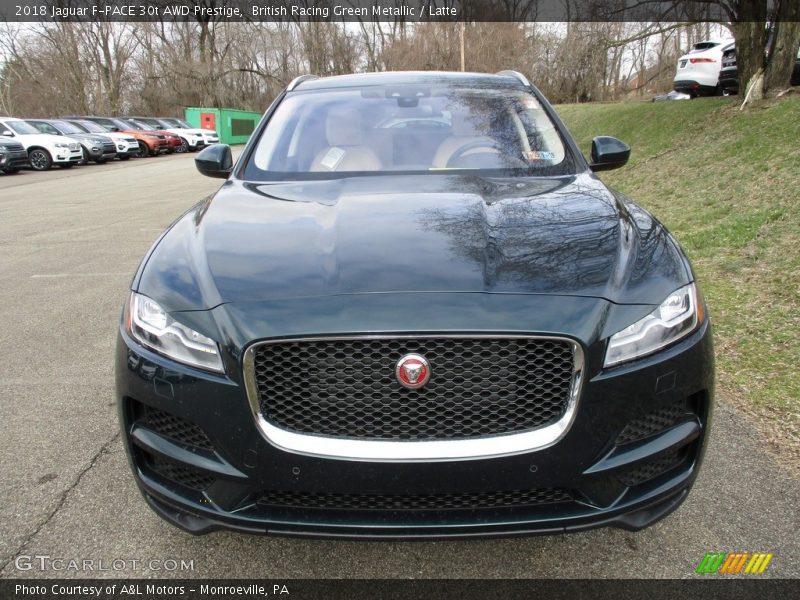 British Racing Green Metallic / Latte 2018 Jaguar F-PACE 30t AWD Prestige