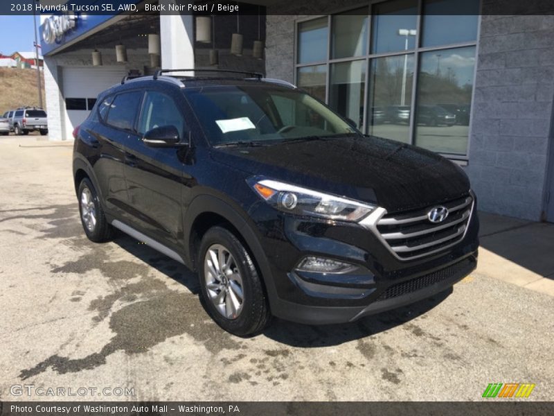 Black Noir Pearl / Beige 2018 Hyundai Tucson SEL AWD